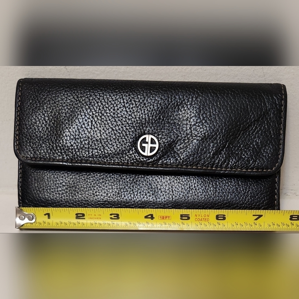 GIANI BERNINI Black Leather Tri-Fold Wallet EUC